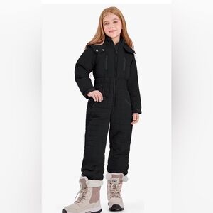 Haloumoning Kids Snow Suit Girls Hooded Waterproof Insulated One Piece Ski Suit